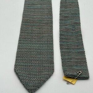 Men’s Luciano Pavarotti Gray and Green Knit Tie‎ Made in Italy
